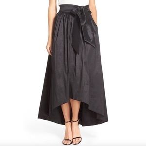 Black Eliza J high low skirt with bow waist details